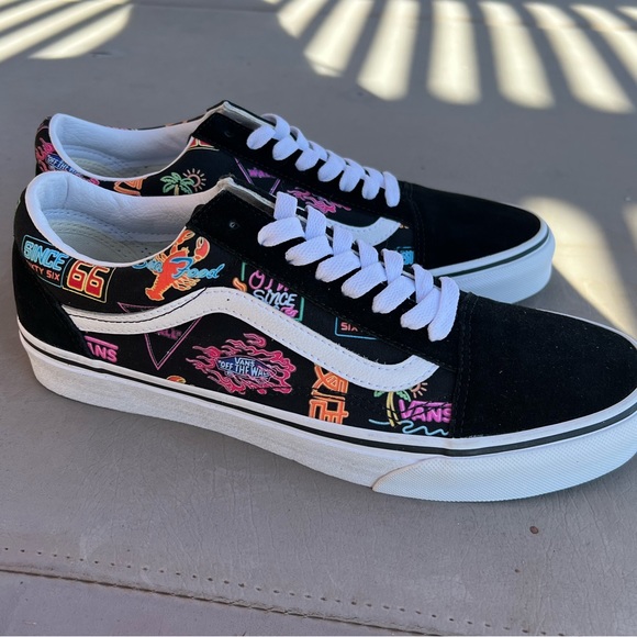 VANS old skool black neon NWT sz mens 9 sz woman’s 10.5 - Picture 2 of 14